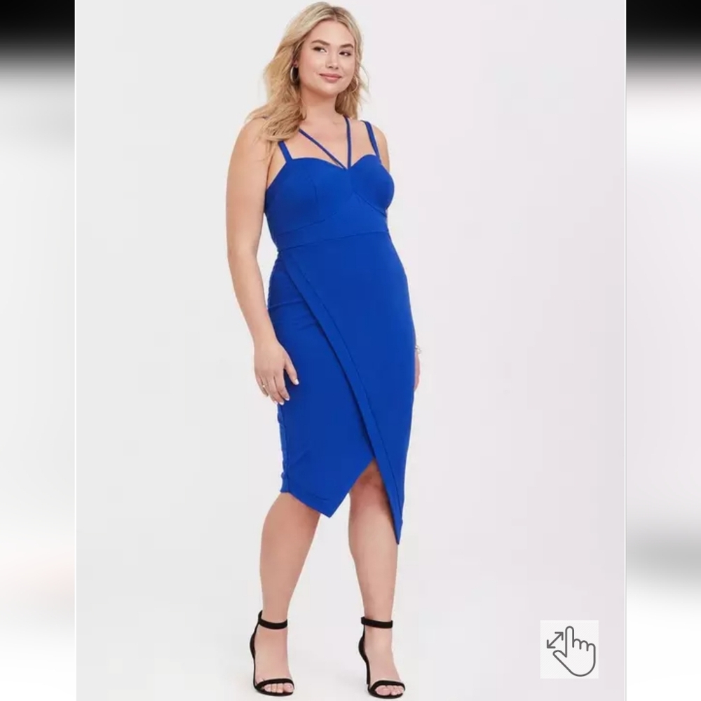 Torrid Blue Asymmetrical Wrap Cocktail Dress